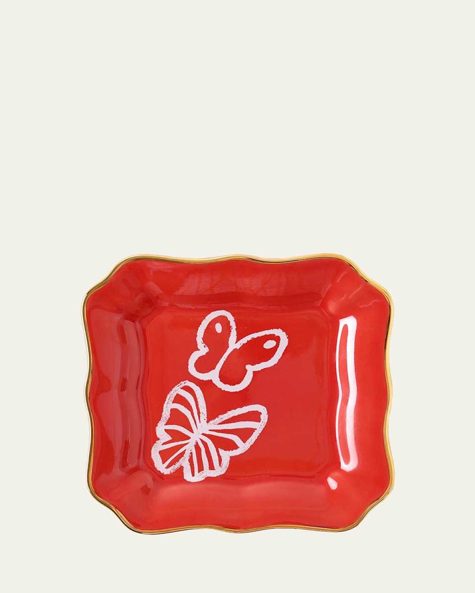 Coral Butterfly Portrait Plate